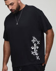 Plus Oversized Washed Cross Puff Print T-Shirt