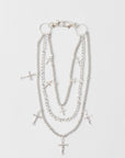 Layered Cross Jean Chain In Silver