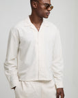 Oversized Boxy Drop Revere Linen Blend Shirt