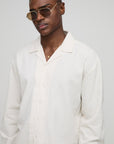 Oversized Boxy Drop Revere Linen Blend Shirt
