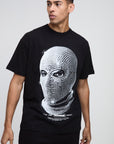 Oversized Rhinestone Mask Print T-Shirt