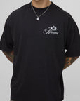 Black Oversized Extended Neck BM Crest T-Shirt