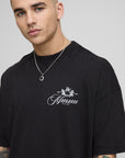 Black Oversized Extended Neck BM Crest T-Shirt