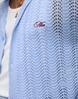 MAN Embroidered Relaxed Crochet Wavy Knitted Shirt