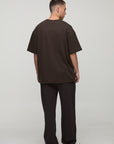 Chocolate Oversized Super Heavyweight Embroidered T-shirt