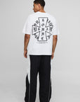 White Oversized Homme Cross Printed T-Shirt