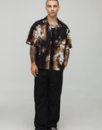 Distorted Print Short Sleeve Oversized Shirt