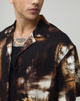 Distorted Print Short Sleeve Oversized Shirt