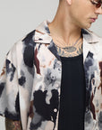 Distorted Print Short Sleeve Oversized Shirt