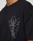Black Oversized Floral Rhinestone T-Shirt