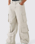 Boohooman Extreme Baggy Rigid Multi Cargo Pocket Jean Ecru