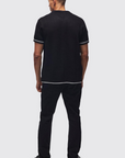 Boohooman Regular Fit Contrast Stripe Knitted Zip Up Polo Shirt Black