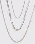 3 Pack Chain Necklace In Silver