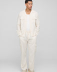 Long Sleeve Linen Blend Cargo Shirt & Trouser