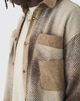 Boohooman Oversized Denim Checked Quilted Shirt Sand