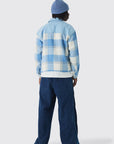 Boohooman Oversized Denim Checked Quilted Shirt Light Blue