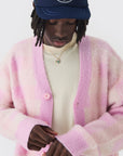 Boohooman Oversized Boxy Checked Brushed Knitted Cardigan Pink