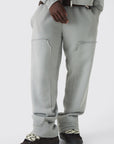 Boohooman Relaxed Applique Distressed Carpenter Brushback Joggers Charcoal Grey