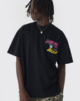 Boohooman Oversized Boxy Extended Neck Space T-Shirt Black