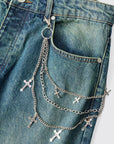 Layered Cross Jean Chain In Silver