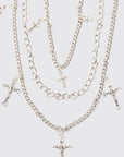 Layered Cross Jean Chain In Silver