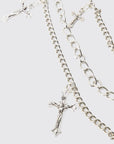 Layered Cross Jean Chain In Silver
