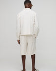 Oversized Boxy Drop Revere Linen Blend Shirt