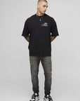 Black Oversized Extended Neck BM Crest T-Shirt