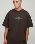 Chocolate Oversized Super Heavyweight Embroidered T-shirt