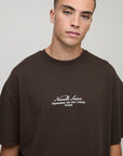 Chocolate Oversized Super Heavyweight Embroidered T-shirt