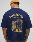 Oversized Boxy Man Script Hamptons Print T-Shirt