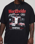 Plus Oversized Worldwide Racing Print T-Shirt