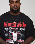 Plus Oversized Worldwide Racing Print T-Shirt
