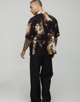 Distorted Print Short Sleeve Oversized Shirt