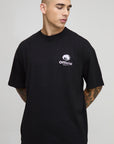Black Oversized Official Globe Star Print T-Shirt