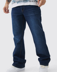 Boohooman Relaxed Rigid Flare Jean In Indigo