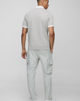 Boohooman Slim Panelled Zip Neck Interlock Polo white